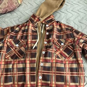 Mens Shacket Plaid Sweatshirt Jacket